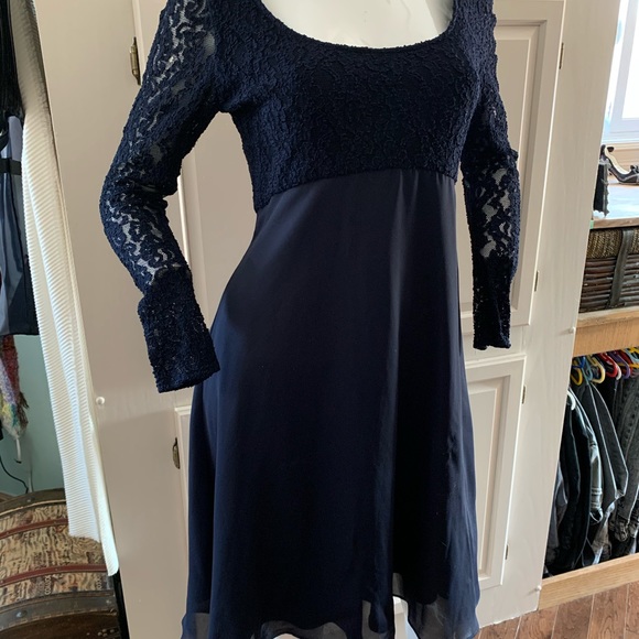 Navy 10 sheer and lace dress - Picture 3 of 4